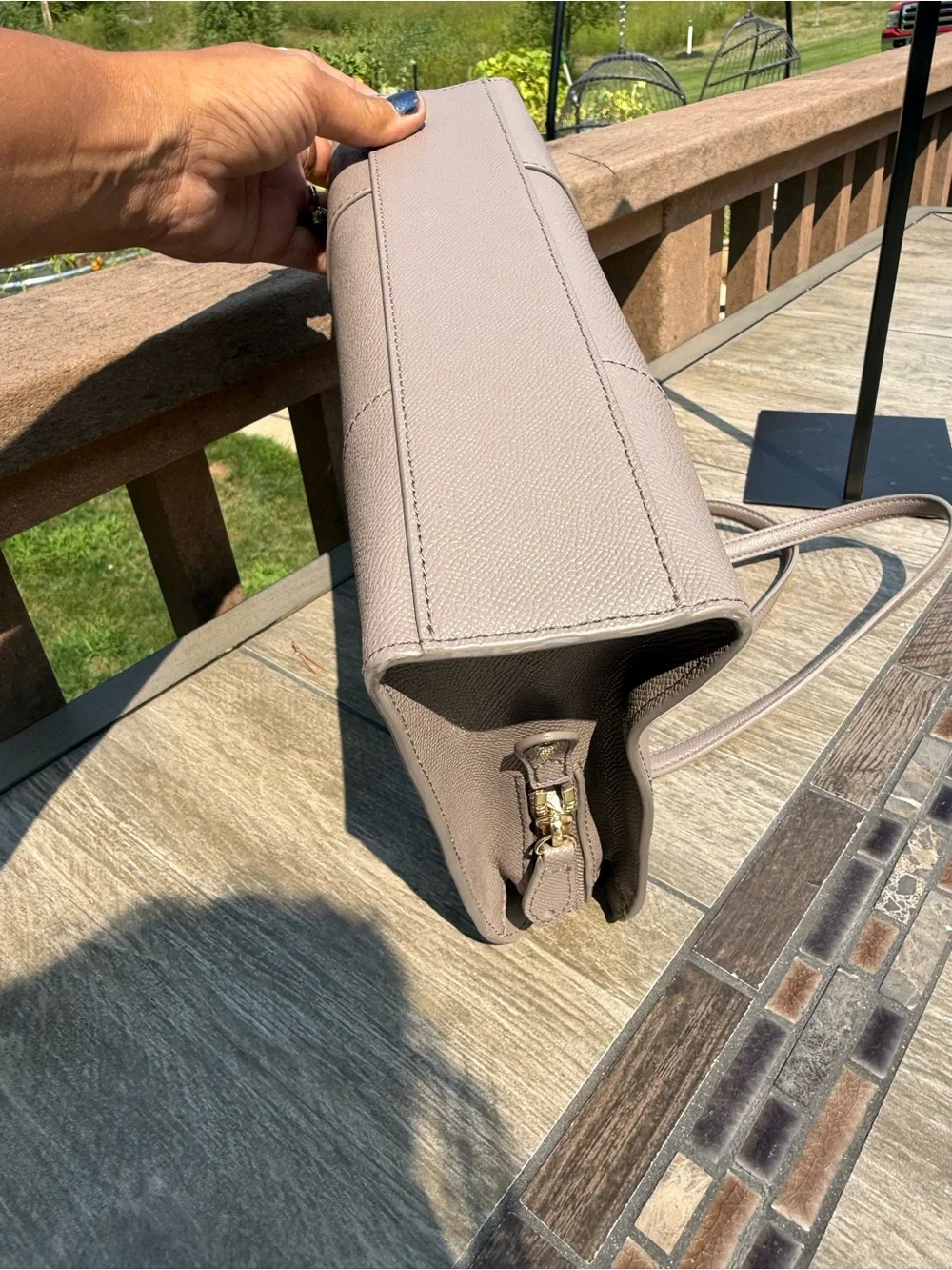 EUC Furla Vittoria Vintage Leather Beige Tote Bag